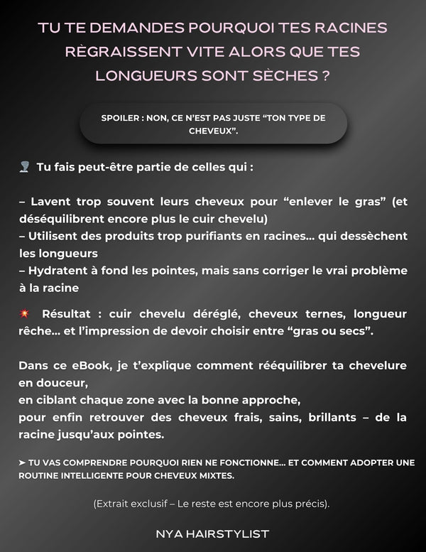 eBook Racines Grasses & Longueurs Sèches : Bye-bye excès de Sébum 🍃